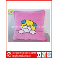 Coussin doux en peluche avec chien brodé